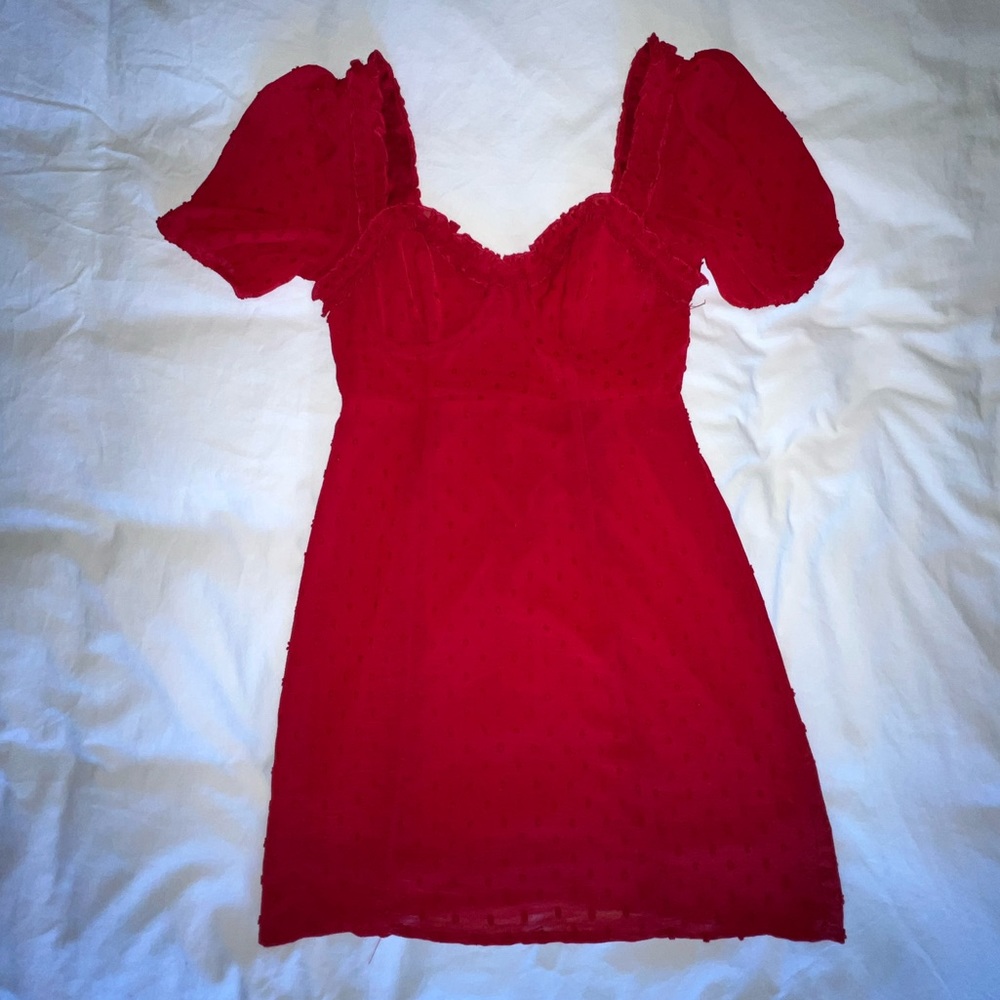 Red sweetheart neck mini dress size s